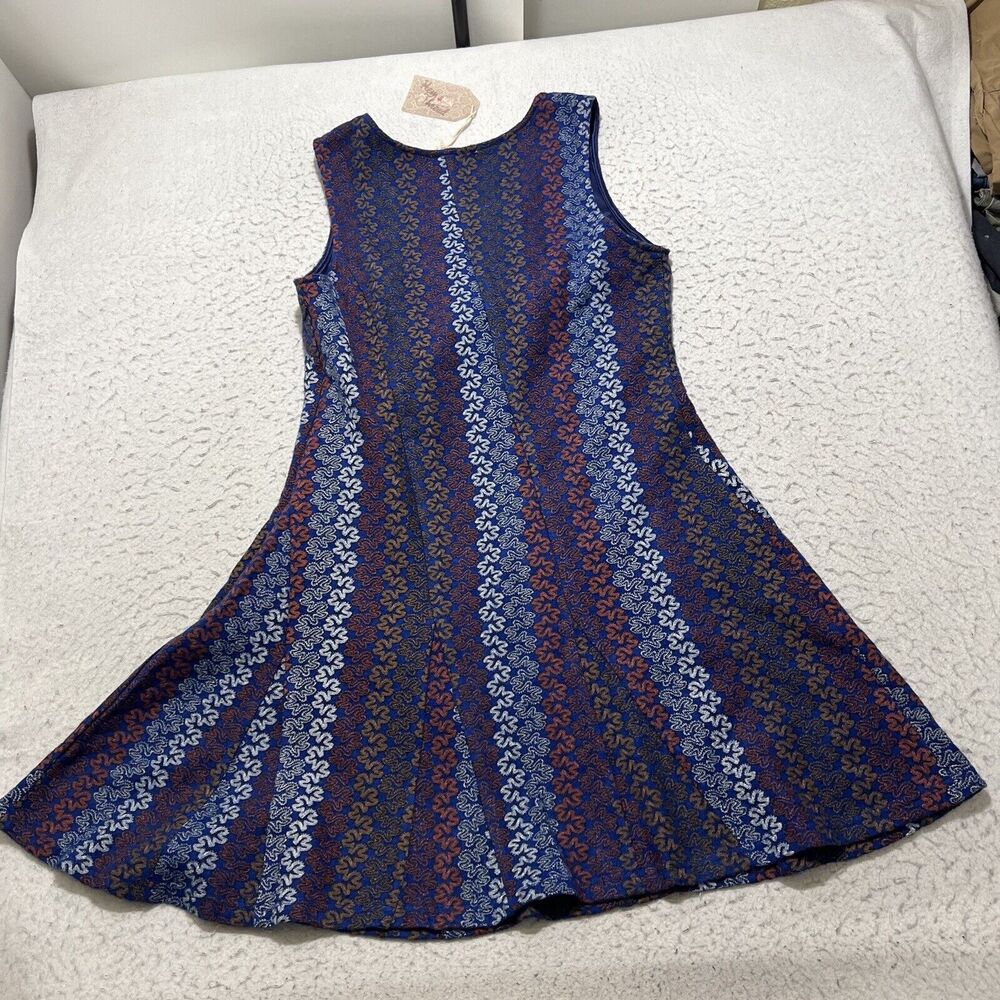 Hem & Thread Women's Large Sleeveless Fit & Flare Mini Dress Navy Blue Lined - Picture 4 of 11